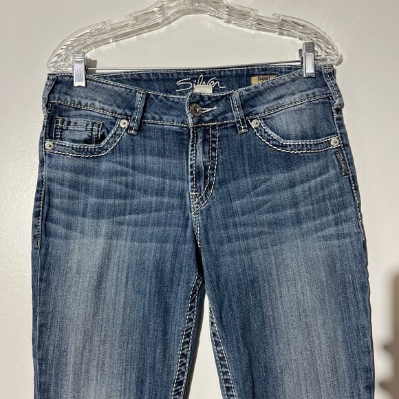 Silver Jeans Suki Capri Straight Blue Denim Jeans Womans Size 30 - Picture 2 of 7